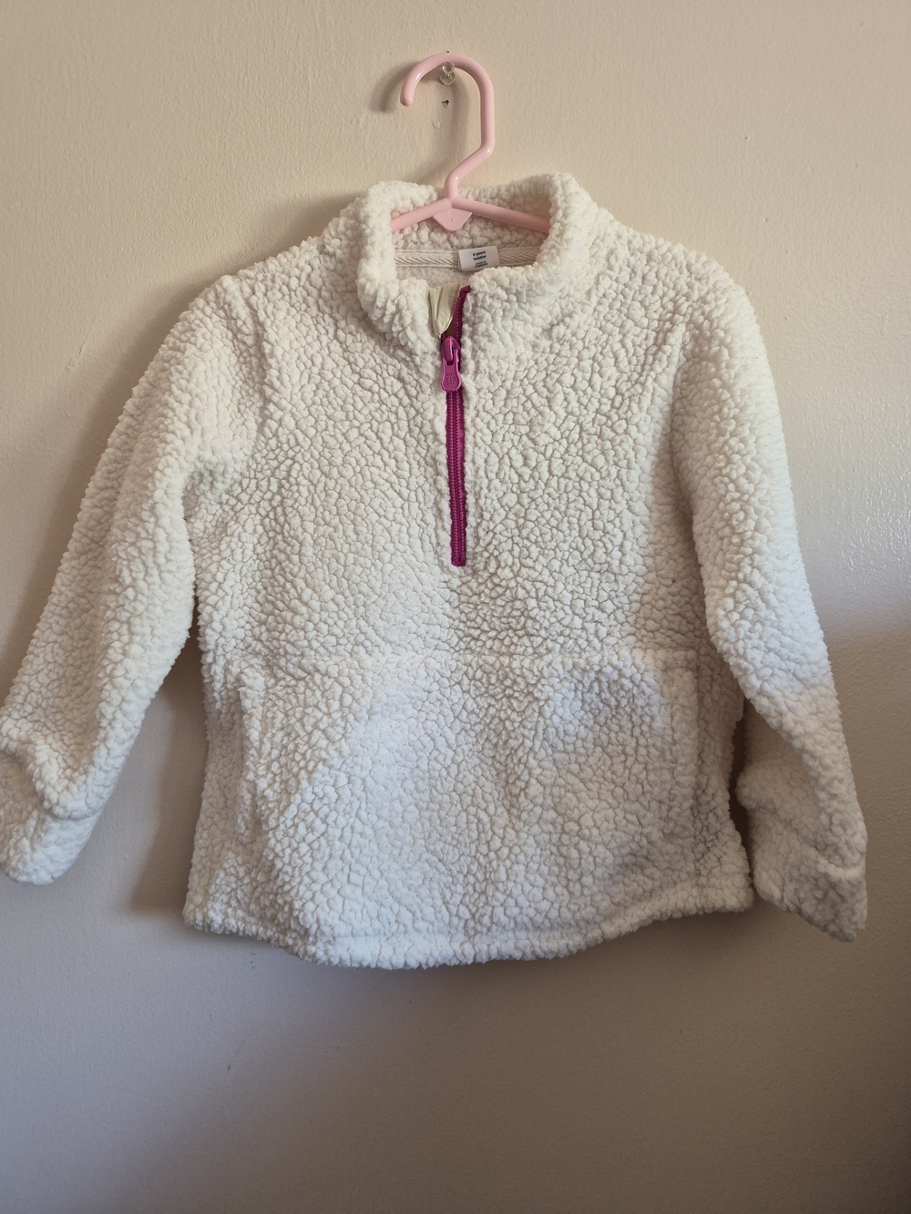 GAP Kids Cream Sherpa Pullover with Pink Half-Zip SIZE 4T